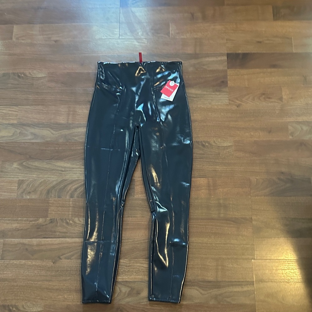 NWT Spanx Navy Shiny High-Waisted Leggings